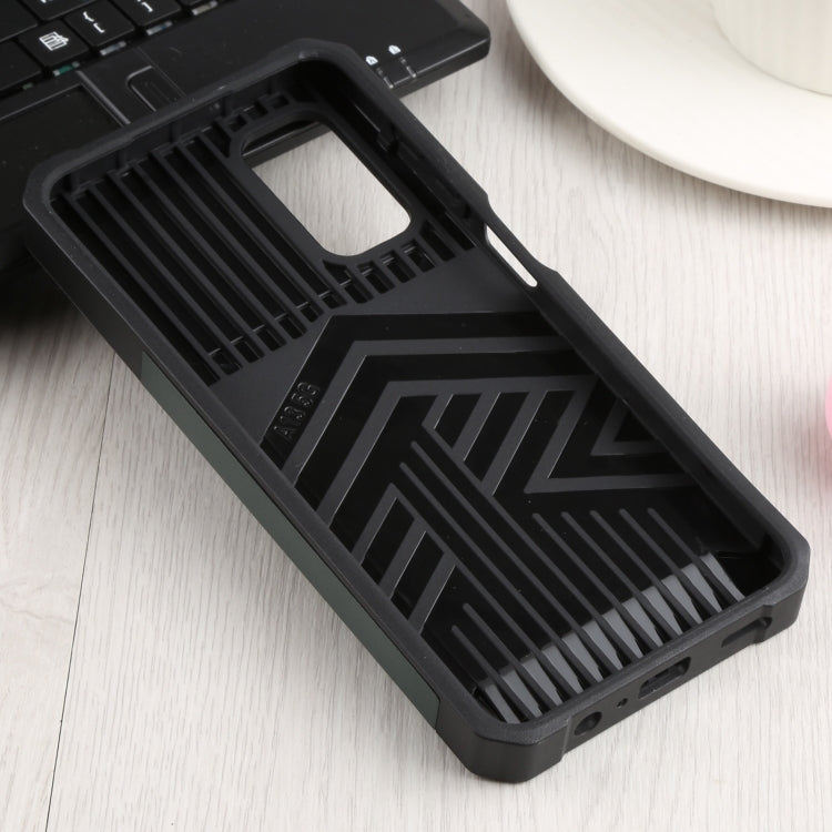 For Samsung Galaxy A13 5G Sliding Camera Cover Design PC + TPU Shockproof Phone Case with Ring Holder & Card Slot(Dark Green)