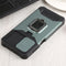 For Samsung Galaxy A13 5G Sliding Camera Cover Design PC + TPU Shockproof Phone Case with Ring Holder & Card Slot(Dark Green)