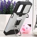 For Samsung Galaxy A13 5G Sliding Camera Cover Design PC + TPU Shockproof Phone Case with Ring Holder & Card Slot(Silver)