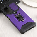 For Samsung Galaxy A13 5G Sliding Camera Cover Design PC + TPU Shockproof Phone Case with Ring Holder & Card Slot(Purple)