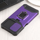 For Samsung Galaxy A13 5G Sliding Camera Cover Design PC + TPU Shockproof Phone Case with Ring Holder & Card Slot(Purple)