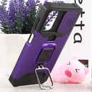 For Samsung Galaxy A13 5G Sliding Camera Cover Design PC + TPU Shockproof Phone Case with Ring Holder & Card Slot(Purple)
