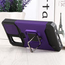 For Samsung Galaxy A13 5G Sliding Camera Cover Design PC + TPU Shockproof Phone Case with Ring Holder & Card Slot(Purple)