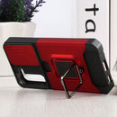 For Samsung Galaxy S22 5G Sliding Camera Cover Design PC + TPU Shockproof Phone Case with Ring Holder & Card Slot(Red)