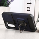 For Samsung Galaxy S22 5G Sliding Camera Cover Design PC + TPU Shockproof Phone Case with Ring Holder & Card Slot(Blue)