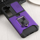 For Samsung Galaxy S22 5G Sliding Camera Cover Design PC + TPU Shockproof Phone Case with Ring Holder & Card Slot(Purple)