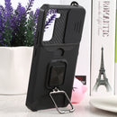 For Samsung Galaxy S22+ 5G Sliding Camera Cover Design PC + TPU Shockproof Phone Case with Ring Holder & Card Slot(Black)