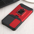 For Samsung Galaxy S22+ 5G Sliding Camera Cover Design PC + TPU Shockproof Phone Case with Ring Holder & Card Slot(Red)