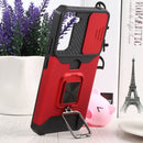 For Samsung Galaxy S22+ 5G Sliding Camera Cover Design PC + TPU Shockproof Phone Case with Ring Holder & Card Slot(Red)
