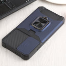 For Samsung Galaxy S22+ 5G Sliding Camera Cover Design PC + TPU Shockproof Phone Case with Ring Holder & Card Slot(Blue)