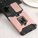 For Samsung Galaxy S22+ 5G Sliding Camera Cover Design PC + TPU Shockproof Phone Case with Ring Holder & Card Slot(Rose Gold)