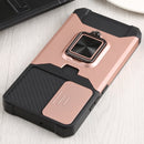 For Samsung Galaxy S22+ 5G Sliding Camera Cover Design PC + TPU Shockproof Phone Case with Ring Holder & Card Slot(Rose Gold)