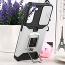For Samsung Galaxy S22+ 5G Sliding Camera Cover Design PC + TPU Shockproof Phone Case with Ring Holder & Card Slot(Silver)