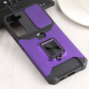 For Samsung Galaxy S22+ 5G Sliding Camera Cover Design PC + TPU Shockproof Phone Case with Ring Holder & Card Slot(Purple)