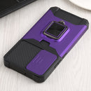 For Samsung Galaxy S22+ 5G Sliding Camera Cover Design PC + TPU Shockproof Phone Case with Ring Holder & Card Slot(Purple)
