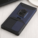 For Samsung Galaxy S22 Ultra 5G Sliding Camera Cover Design PC + TPU Shockproof Phone Case with Ring Holder & Card Slot(Blue)