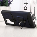 For Samsung Galaxy S22 Ultra 5G Sliding Camera Cover Design PC + TPU Shockproof Phone Case with Ring Holder & Card Slot(Blue)