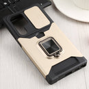 For Samsung Galaxy S22 Ultra 5G Sliding Camera Cover Design PC + TPU Shockproof Phone Case with Ring Holder & Card Slot(Gold)