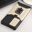 For Samsung Galaxy S22 Ultra 5G Sliding Camera Cover Design PC + TPU Shockproof Phone Case with Ring Holder & Card Slot(Gold)