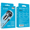 Borofone BZ14 12W Dual USB Ports Car Charger with Ambient Light + 1m USB to 8 Pin Data Cable Set(Black)