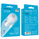 Borofone BZ14 12W Dual USB Ports Car Charger with Ambient Light + 1m USB to 8 Pin Data Cable Set(White)