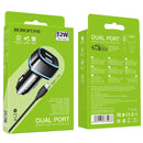 Borofone BZ14 12W Dual USB Ports Car Charger with Ambient Light + 1m USB to USB-C / Type-C Data Cable Set(Black)
