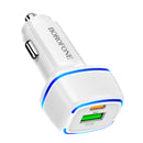Borofone BZ14A PD 20W USB-C / Type-C + QC 3.0 USB Ports Car Charger with Ambient Light(White)