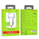Borofone BZ14A PD 20W USB-C / Type-C + QC 3.0 USB Ports Car Charger with Ambient Light(White)