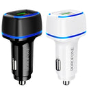 Borofone BZ14A PD 20W USB-C / Type-C + QC 3.0 USB Ports Car Charger with Ambient Light(White)