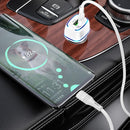 Borofone BZ14A PD 20W USB-C / Type-C + QC 3.0 USB Ports Car Charger with Ambient Light + 1m USB-C / Type-C to USB-C / Type-C Data Cable Set(White)