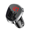 Borofone BZ15 Auspicious Dual USB Ports Digital Display Car Charger(White)