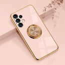 For Samsung Galaxy A13 4G 6D Electroplating Silicone Phone Case with Ring Holder(Light Pink)