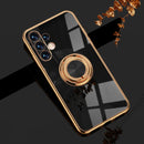 For Samsung Galaxy A13 4G 6D Electroplating Silicone Phone Case with Ring Holder(Black)