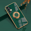 For Samsung Galaxy A13 4G 6D Electroplating Silicone Phone Case with Ring Holder(Dark Green)