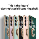 For Samsung Galaxy A13 4G 6D Electroplating Silicone Phone Case with Ring Holder(Black)