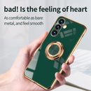 For Samsung Galaxy A13 4G 6D Electroplating Silicone Phone Case with Ring Holder(Light Cyan)