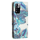 For Xiaomi Redmi Note 11 Pro 5G / 11 Pro+ 5G Colored Drawing Pattern Invisible Magnetic Leather Phone Case(Blue Leaf)
