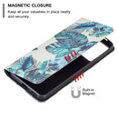 For Xiaomi Redmi Note 11 Pro 5G / 11 Pro+ 5G Colored Drawing Pattern Invisible Magnetic Leather Phone Case(Blue Leaf)