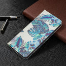 For Xiaomi Redmi Note 11 Pro 5G / 11 Pro+ 5G Colored Drawing Pattern Invisible Magnetic Leather Phone Case(Blue Leaf)