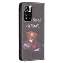 For Xiaomi Redmi Note 11 Pro 5G / 11 Pro+ 5G Colored Drawing Pattern Invisible Magnetic Leather Phone Case(Bear)