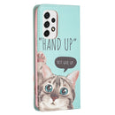 For Samsung Galaxy A53 5G Colored Drawing Pattern Invisible Magnetic PU Leather Phone Case(Cat)