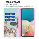 For Samsung Galaxy A53 5G Colored Drawing Pattern Invisible Magnetic PU Leather Phone Case(Cat)