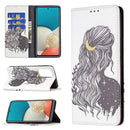 For Samsung Galaxy A53 5G Colored Drawing Pattern Invisible Magnetic PU Leather Phone Case(Girl)