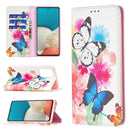 For Samsung Galaxy A53 5G Colored Drawing Pattern Invisible Magnetic PU Leather Phone Case(Two Butterflies)