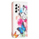 For Samsung Galaxy A53 5G Colored Drawing Pattern Invisible Magnetic PU Leather Phone Case(Two Butterflies)