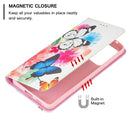 For Samsung Galaxy A53 5G Colored Drawing Pattern Invisible Magnetic PU Leather Phone Case(Two Butterflies)