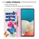 For Samsung Galaxy A53 5G Colored Drawing Pattern Invisible Magnetic PU Leather Phone Case(Two Butterflies)