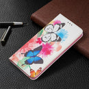 For Samsung Galaxy A53 5G Colored Drawing Pattern Invisible Magnetic PU Leather Phone Case(Two Butterflies)