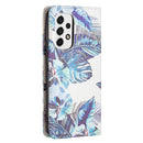 For Samsung Galaxy A53 5G Colored Drawing Pattern Invisible Magnetic PU Leather Phone Case(Blue Leaf)