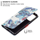 For Samsung Galaxy A53 5G Colored Drawing Pattern Invisible Magnetic PU Leather Phone Case(Blue Leaf)